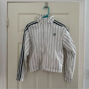 Adidas White and Black Striped Jacket